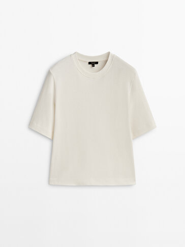 Textured short sleeve cotton T-shirt