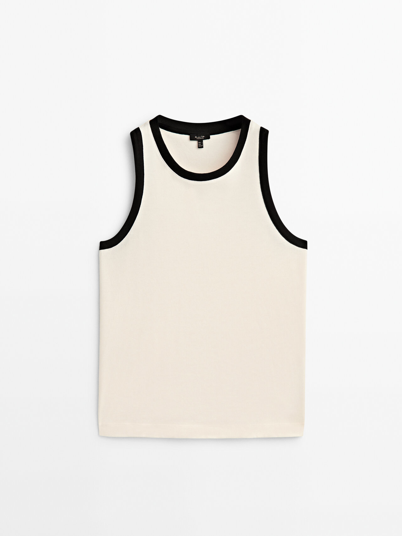 Massimo Dutti Sleeveless Contrast T-shirt In Gebrochen Weiss