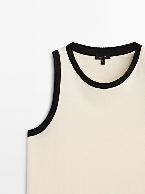 Sleeveless contrast T-shirt - Massimo Dutti Switzerland