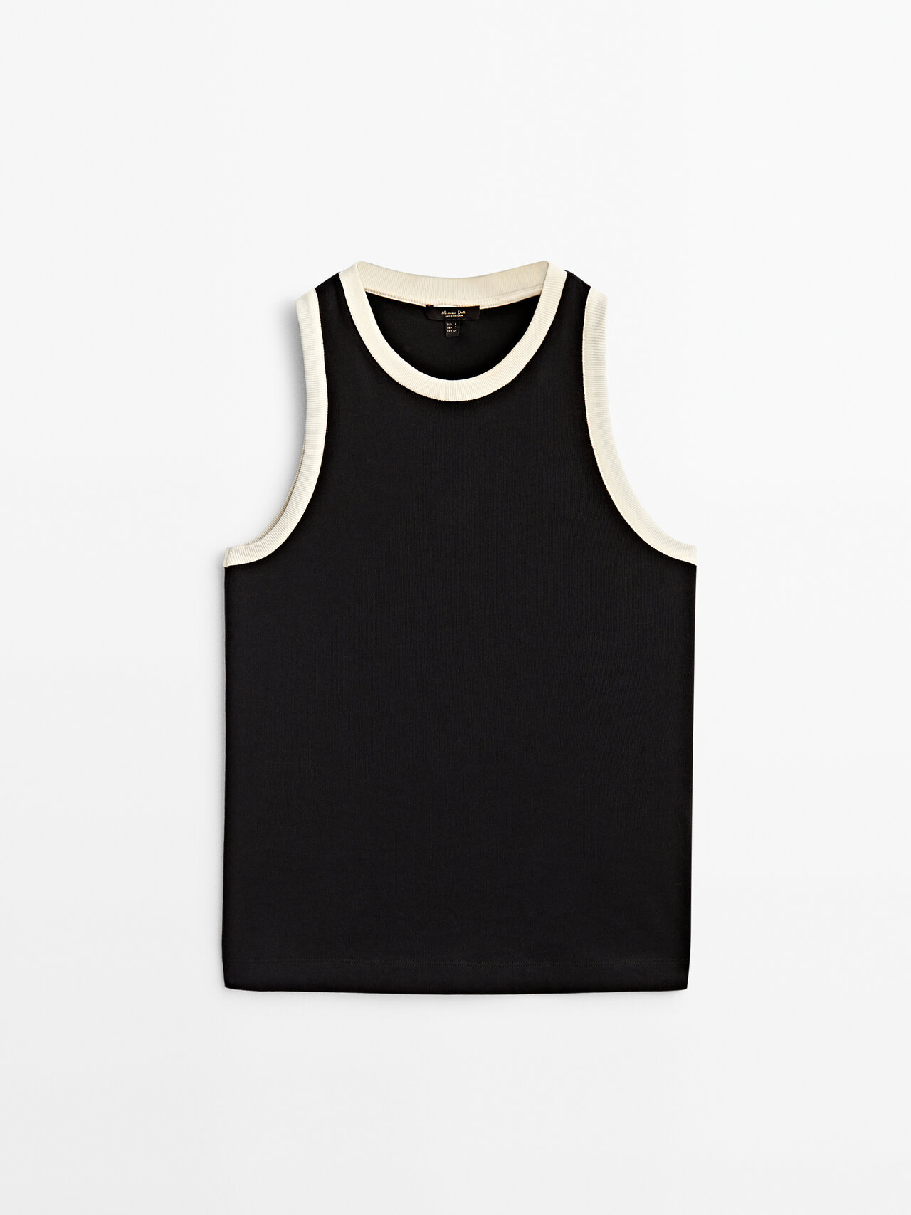 Massimo Dutti Sleeveless Contrast T-shirt In Schwarz