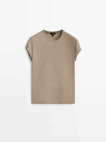 T-Shirt aus Baumwolle mit fallender Schulternaht