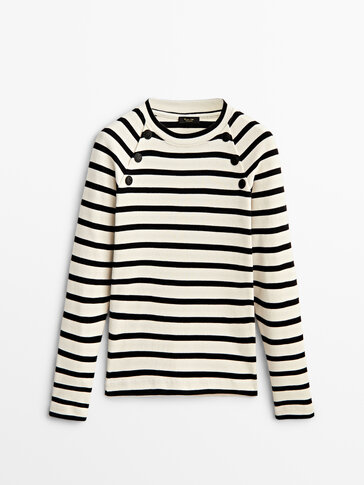 Striped sweatshirt with button details