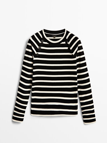 Striped sweatshirt with button details