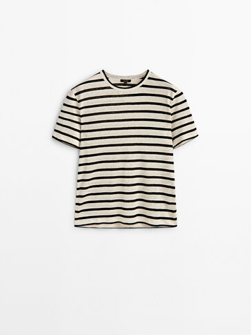 Striped linen short sleeve T-shirt