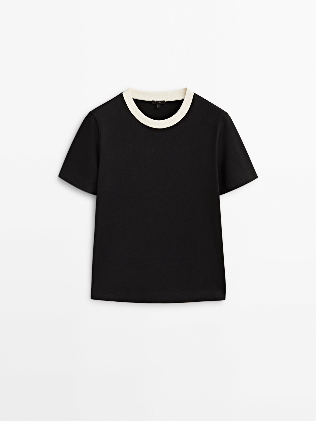 Massimo Dutti Short Sleeve Contrast T-shirt In Black