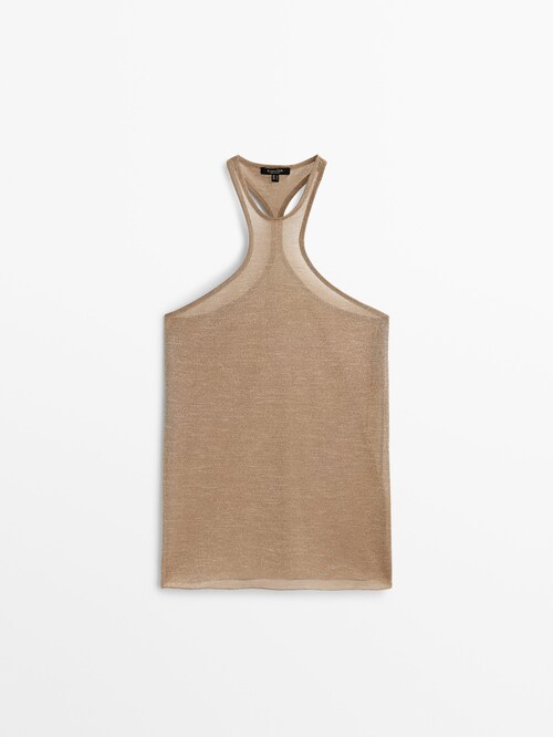 Shimmery halter top with wide-cut armholes - Massimo Dutti España