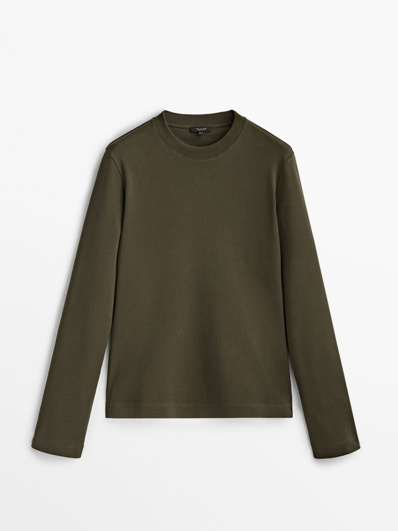 Massimo Dutti Long Sleeve Cotton T-shirt In Khaki ModeSens