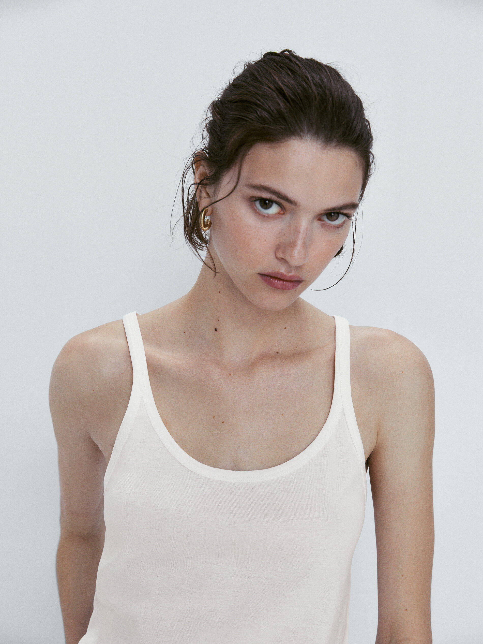 Cotton top with thin straps Massimo Dutti Bahrain