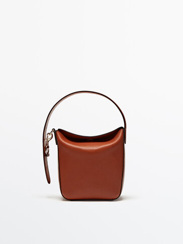 Nappa leather mini shoulder bucket bag