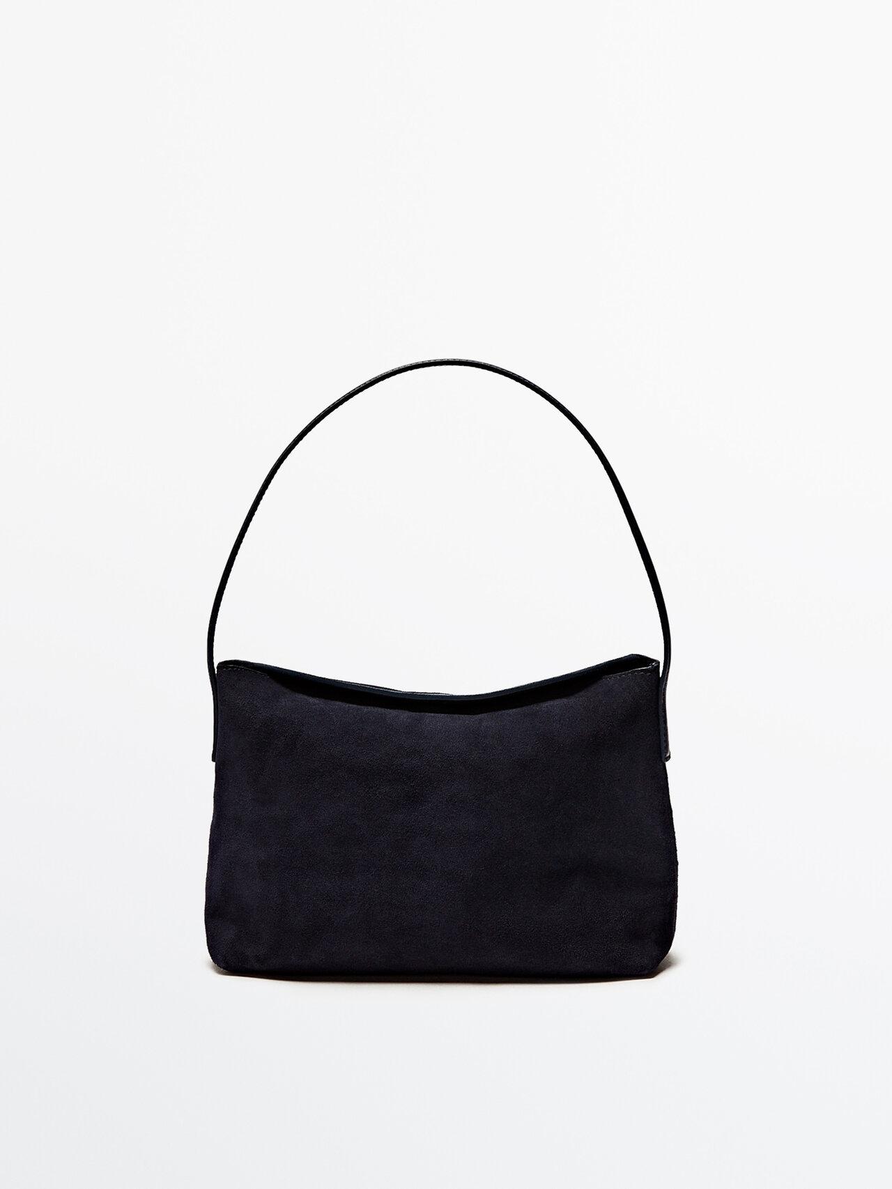 Massimo Dutti New 90s Split Suede Shoulder Bag In Blue | ModeSens