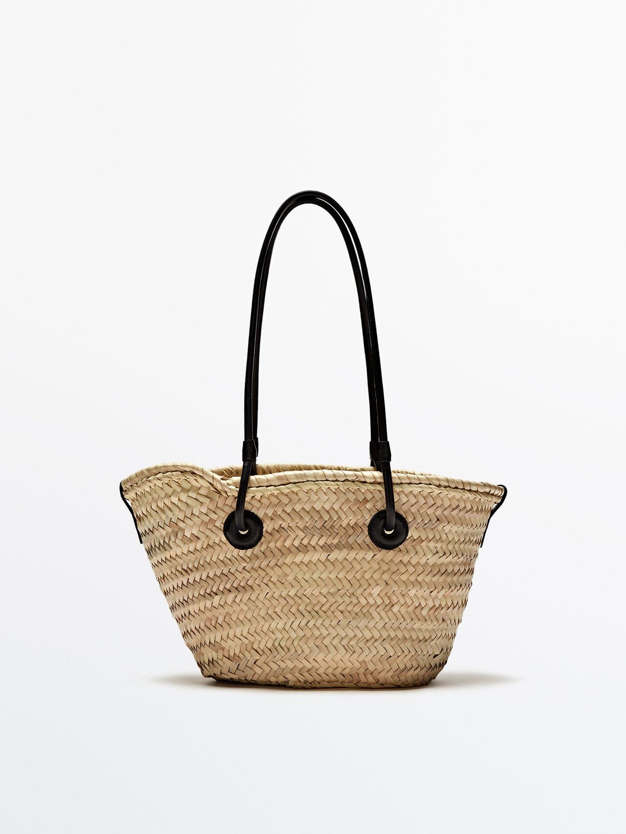 Massimo Dutti Woven Basket Bag + Detachable Pouch In Black | ModeSens