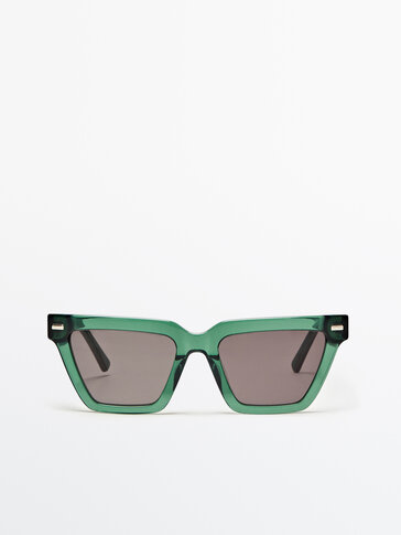 Green D-frame sunglasses