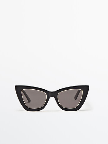 Cateye sunglasses with metallic detail