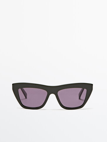 Okulary przeciwsłoneczne w oprawce z tworzywa w kolorze khaki
