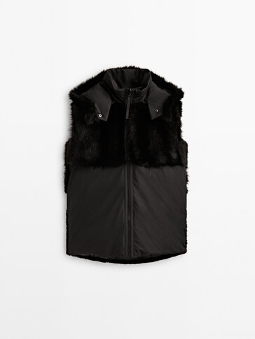 Leather gilet with natural down detail - Studio