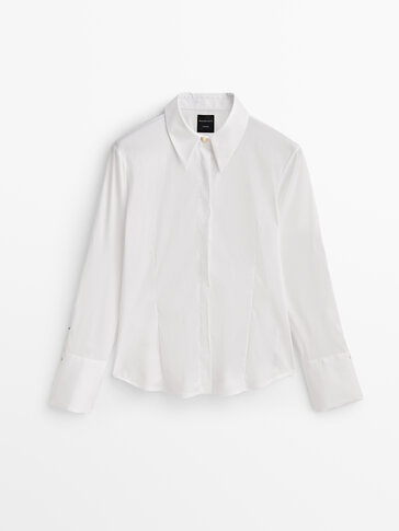 sustracción Bendecir En el piso Camisas básicas blancas para mujer - Massimo Dutti España