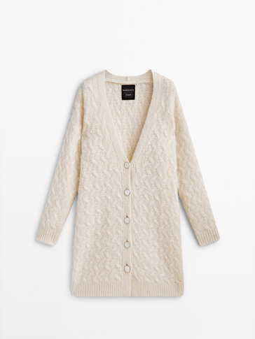 Long cable knit cardigan - Studio