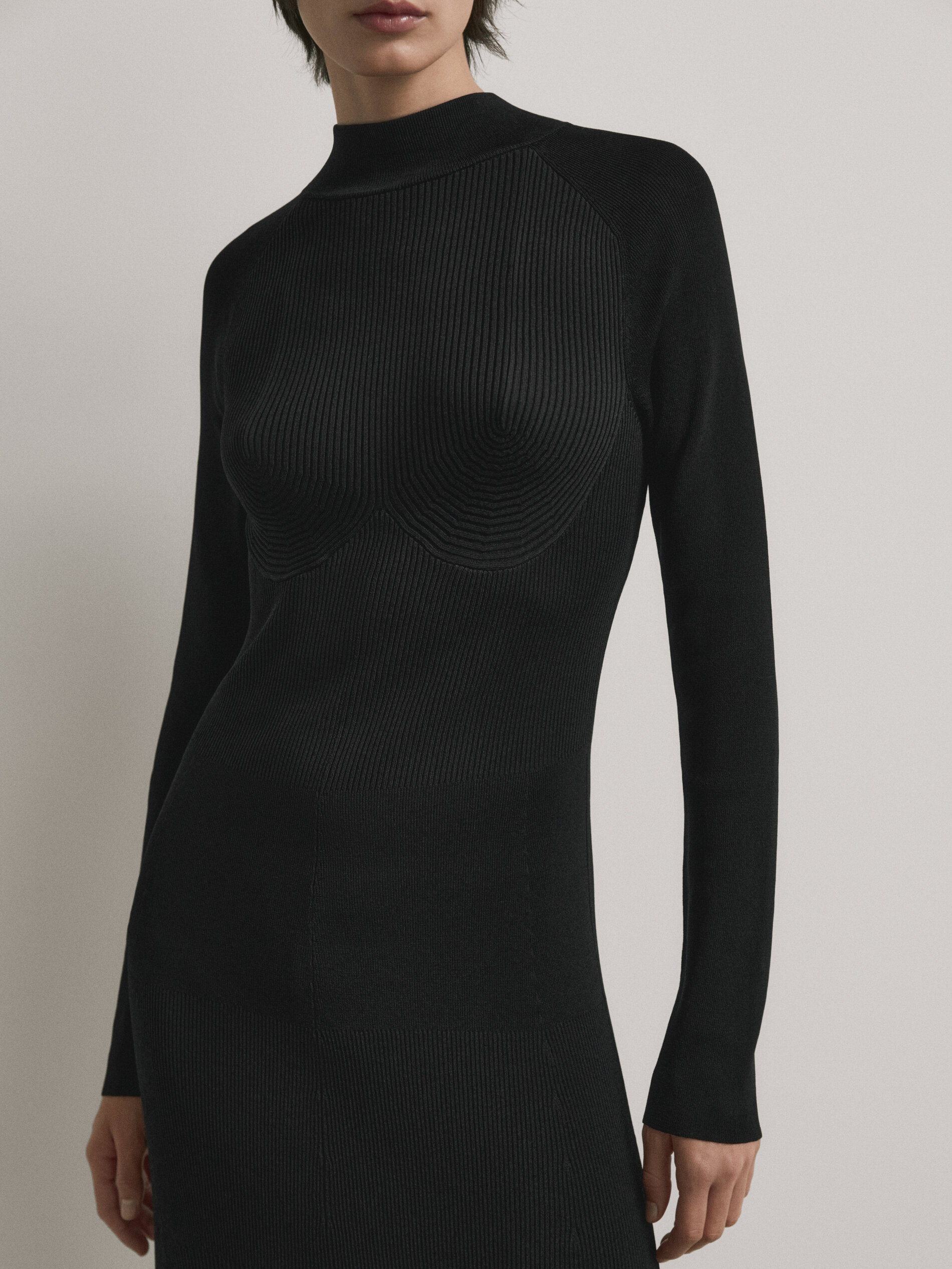 חצאית ריב סריג שחורה