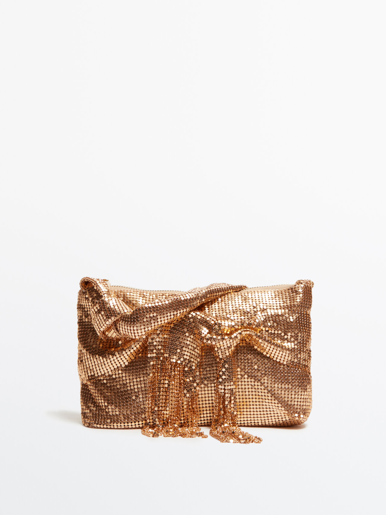 Massimo Dutti Shimmer Mesh Bag - Studio In Gold