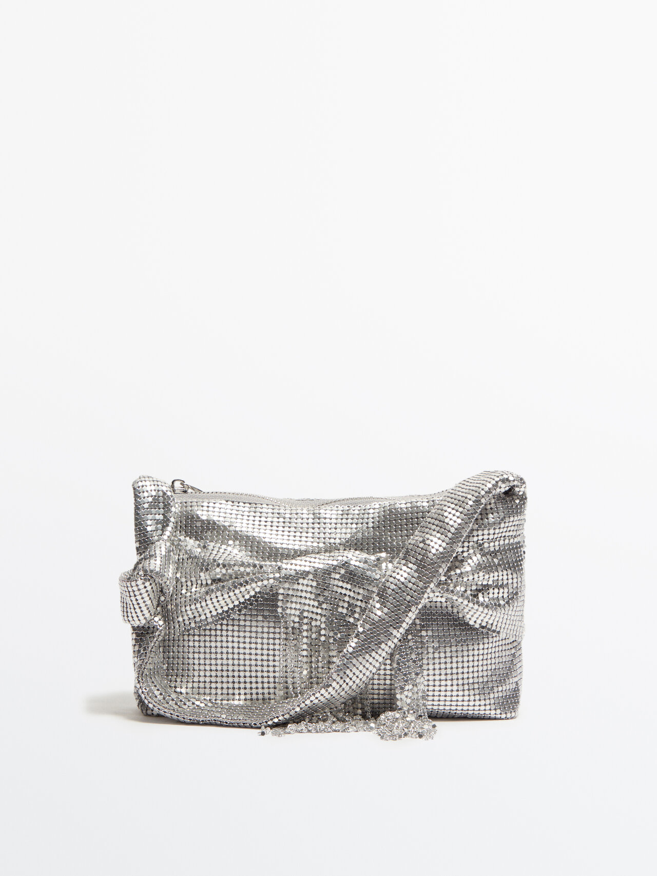 Massimo Dutti Shimmer Mesh Bag - Studio In Silver