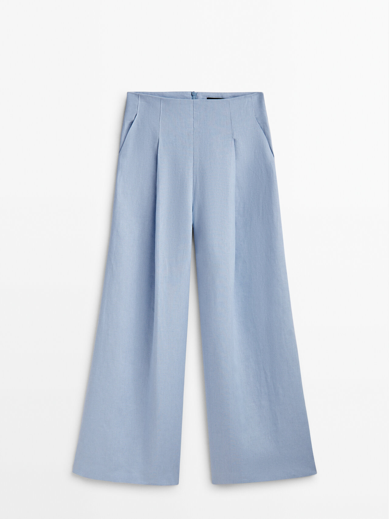 Massimo Dutti Wide-leg Linen Trousers With Darts - Studio In