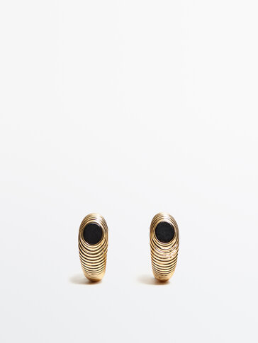Hoop earrings with black detail - Studio