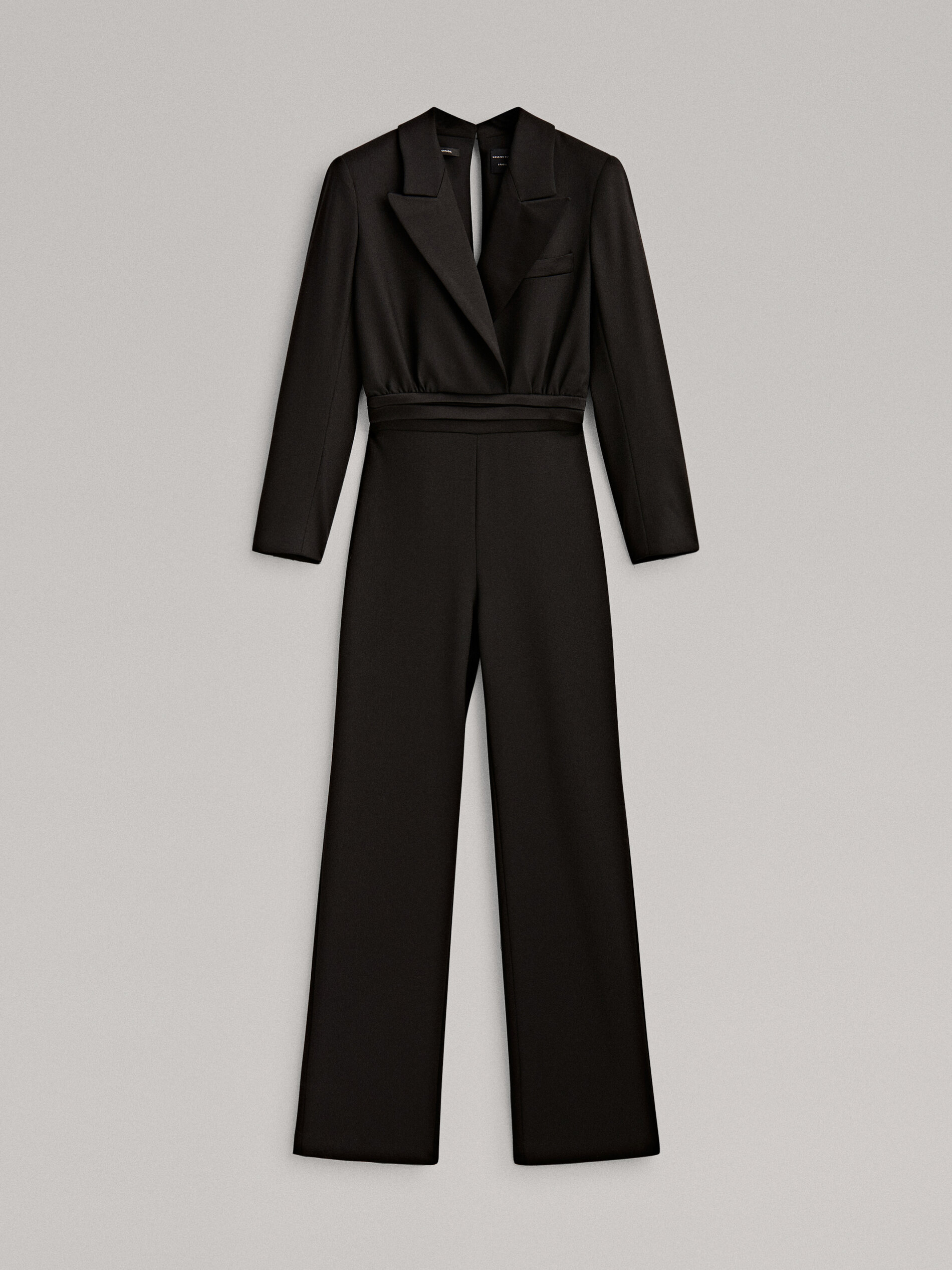 Massimo Dutti Black jumpsuit with lapel collar - Studio - 19855183-800