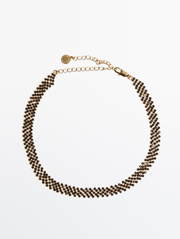 Choker necklace with diagonal stone - Studio