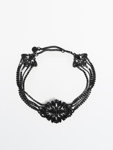 Black stones choker necklace -Studio