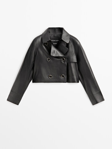 Cropped leather trench jacket - Studio