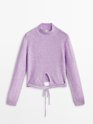 Dzianinowy błyszczący sweter z paskami − Studio
