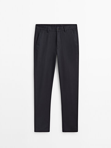 Tricotine tapered chino trousers