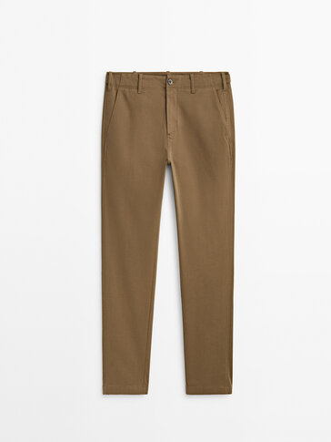 Pantalon chino micro-texturé tapered fit
