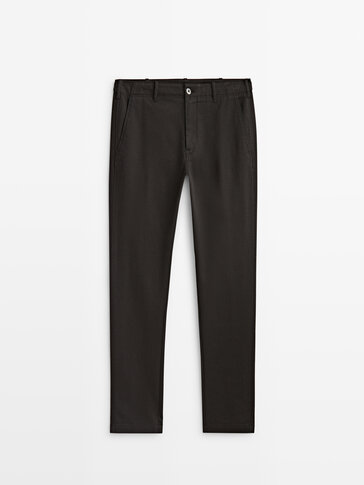 Tapered micro-textured chino trousers