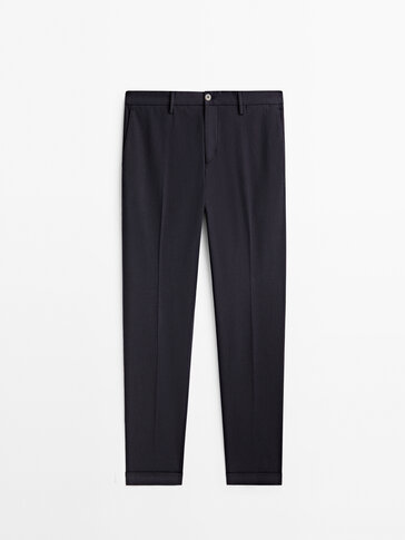 Pantaloni chino slim fit in cotone color ghiaccio tinto filo