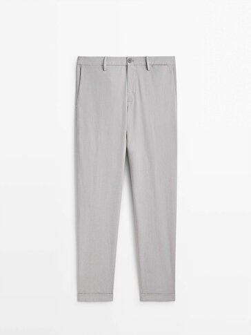 Ice-thread cotton dyed slim fit chino trousers