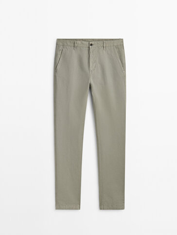 Chinohose mit Leinen im Tapered-Fit