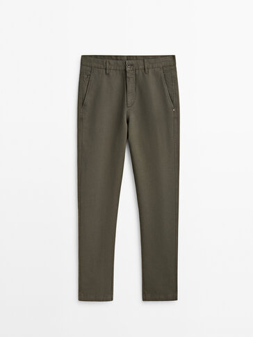 Linen blend tapered fit chinos