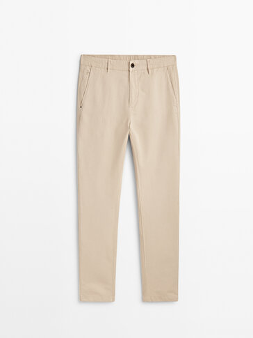 Linen blend tapered fit chinos