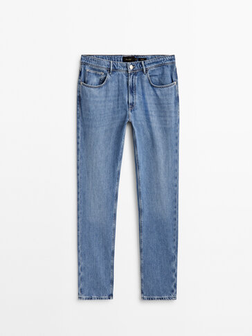Relaxed fit bleach wash jeans