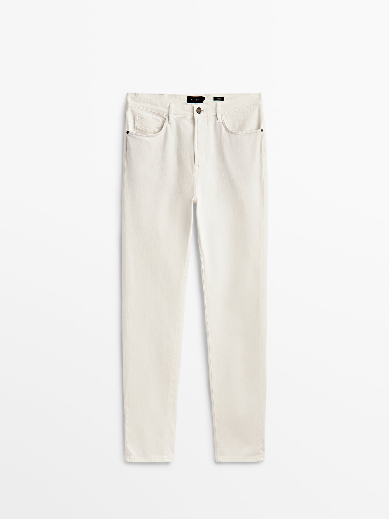MASSIMO DUTTI TAPERED FIT COTTON BLEND DENIM-EFFECT TROUSERS