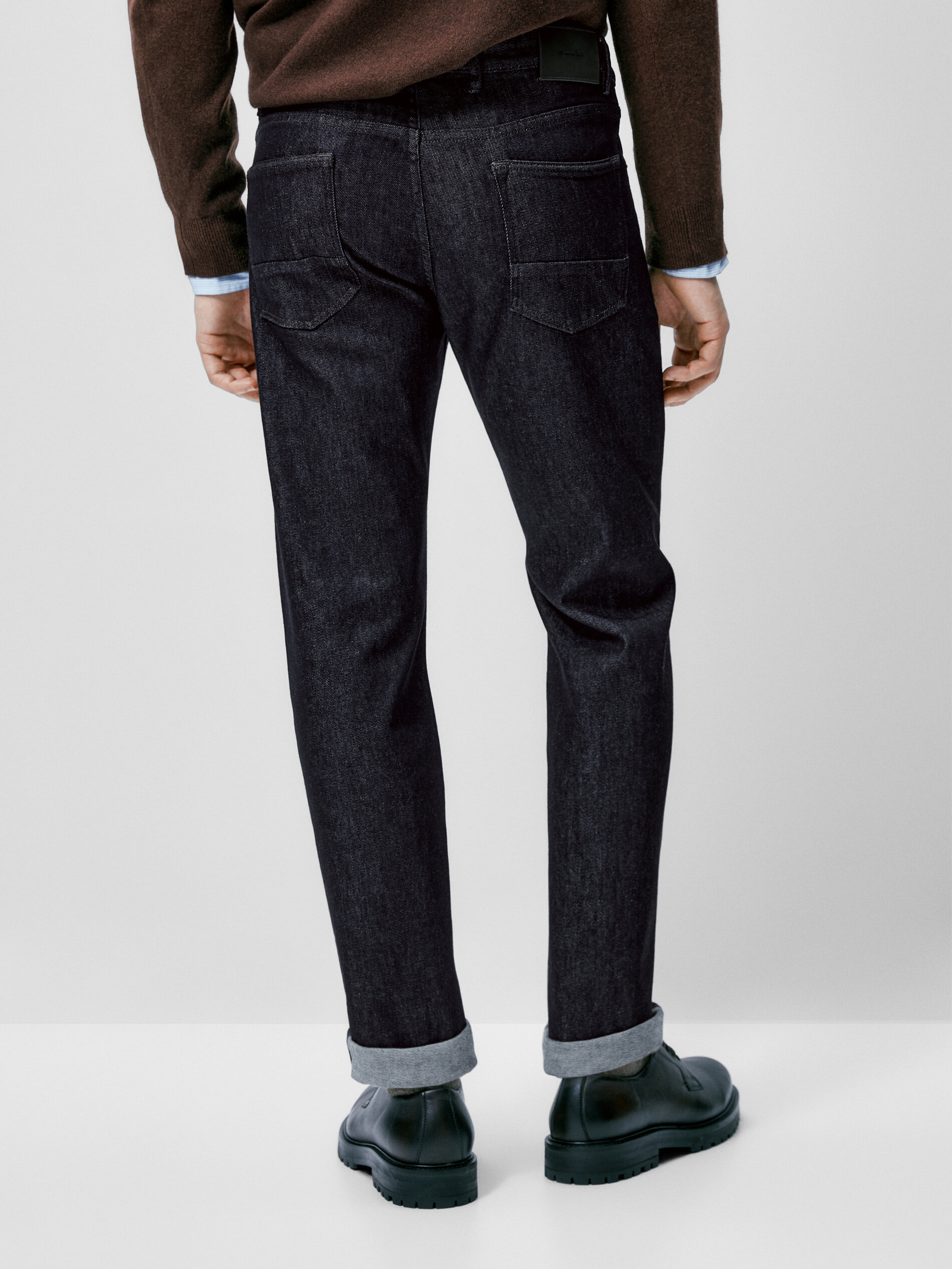 Regular-fit rinse wash jeans