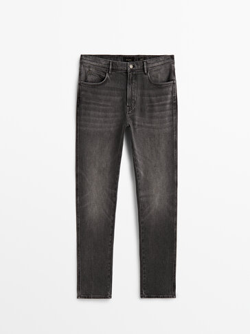 Tapered-fit stonewashed jeans