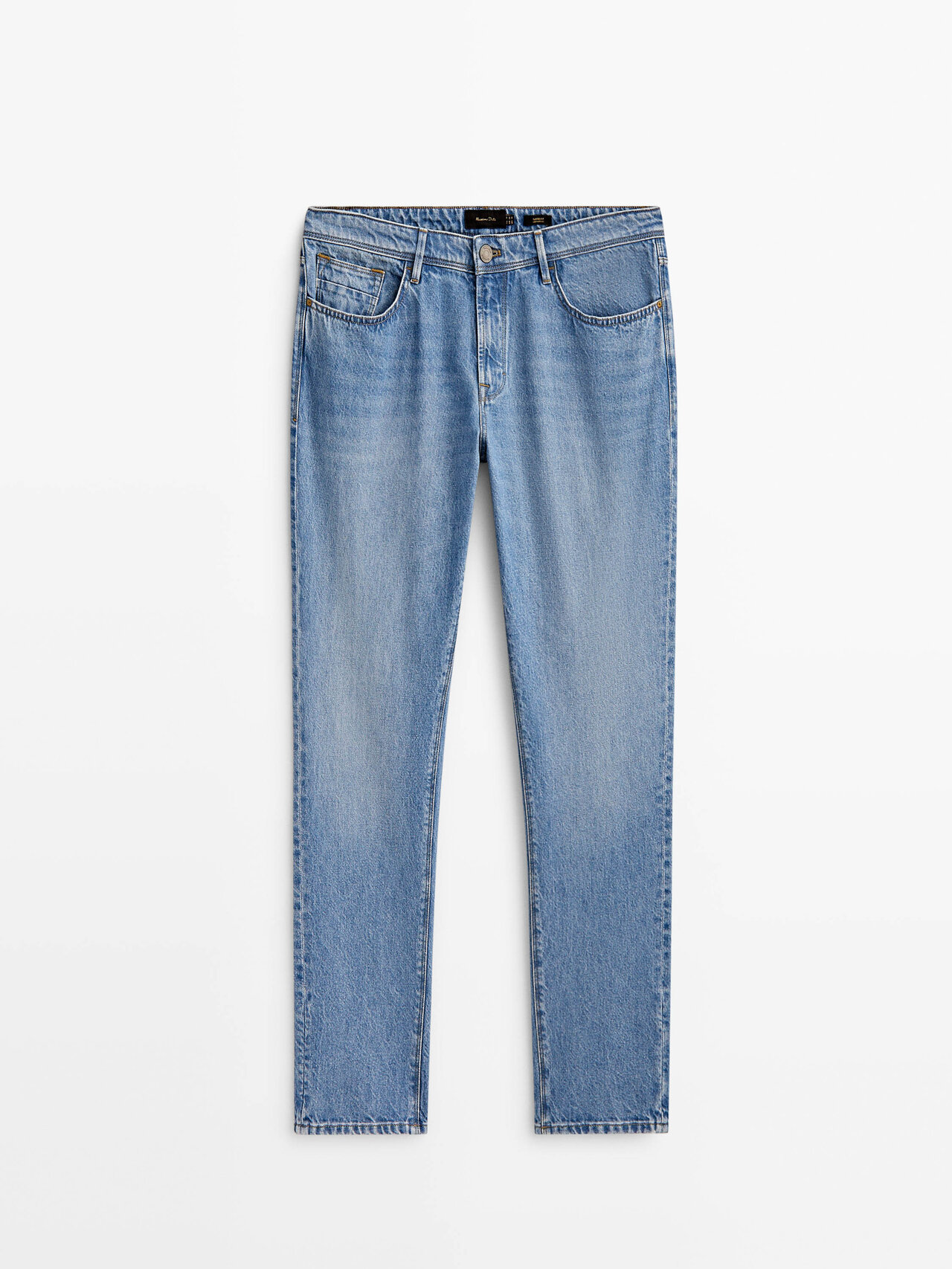 Massimo Dutti Tapered Fit Mid Bleach Jeans In Indigo ModeSens