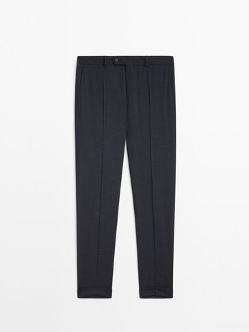 Smart textured wool blend trousers