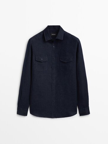 Regular fit linnen blouse met zakken - Limited Edition