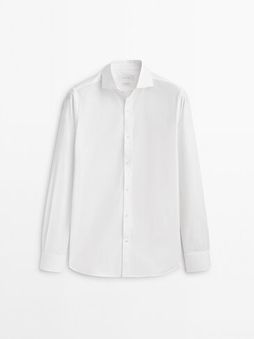 Prugasta rastezljiva košulja od strukturirane tkanine easy iron slim fit