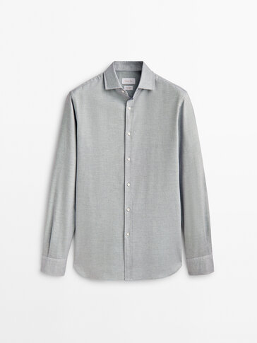 Текстурирана фланелска кошула со слим крој