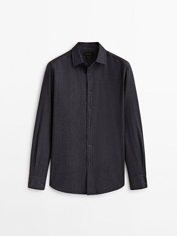 Regular fit cotton pinstripe shirt