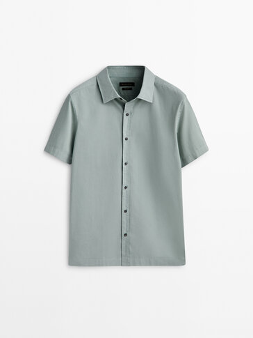 Short sleeve cotton twill shirt